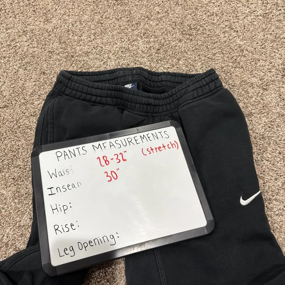 VTG y2k Men's Black Nike Sportswear Active Fleece Sweatpants Joggers Sz S 826425
